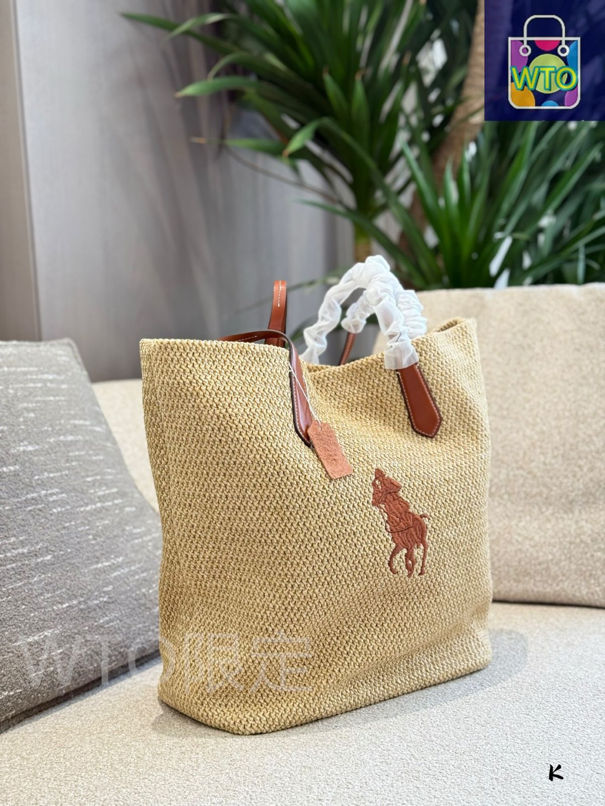 【新品未使用】Lauren Ralph Lauren ラフィアバッグ 今日特価】Ralph Lauren 2025 Raffia Tote Bag / ラルフローレン 2025