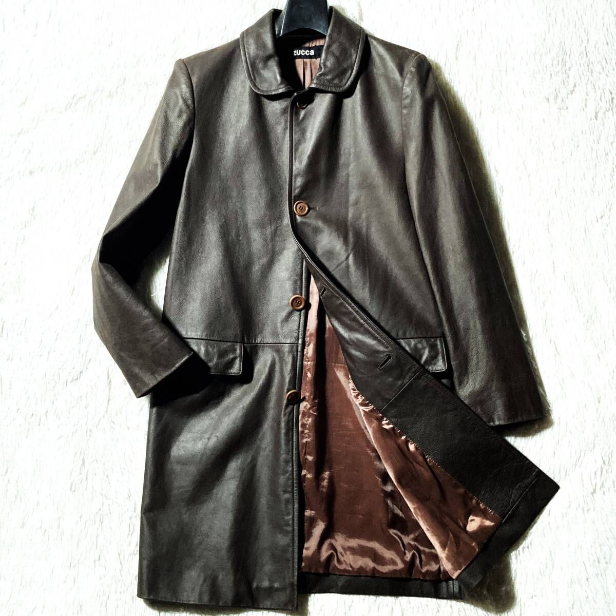 ZUCCa☆ラグジュアリー優雅☆オール牛革レザーコート ロングジャケット