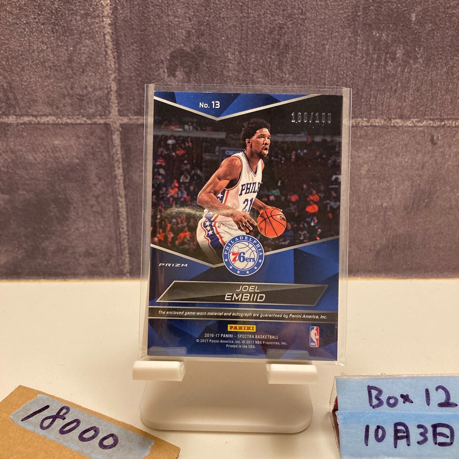 2016 17 Panini Joel Embiid 189 199 直筆サインカード Philadelphia 76 ers Rising Stars ジャージ カード