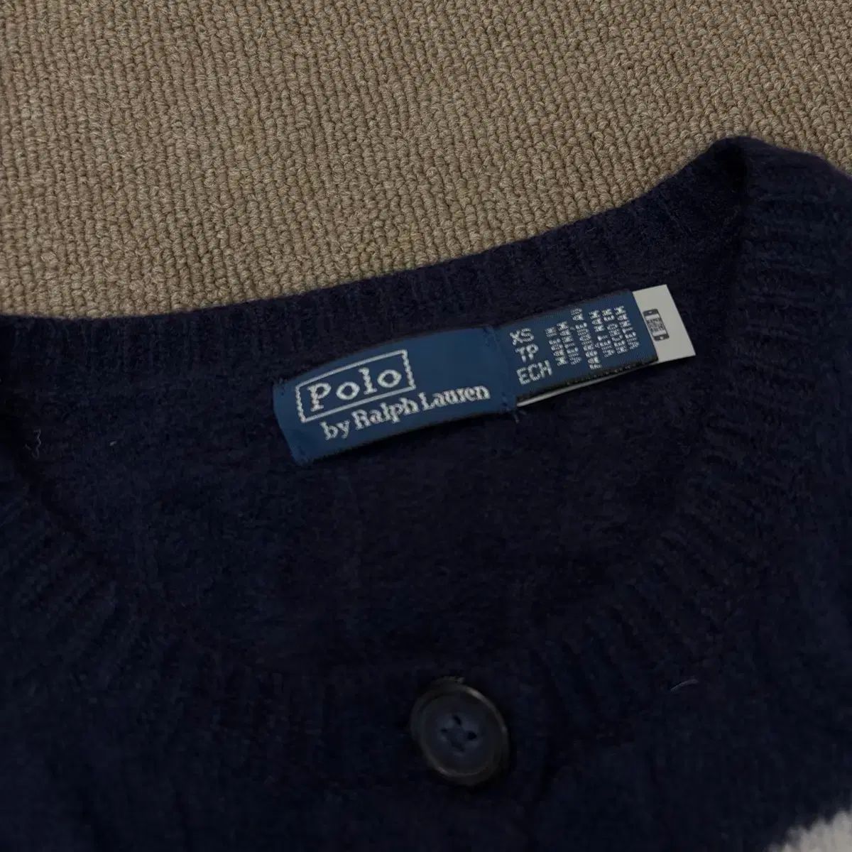 POLO ラルフローレン ポロ ストライプ ケーブル ウール カシミア カーディガン XS