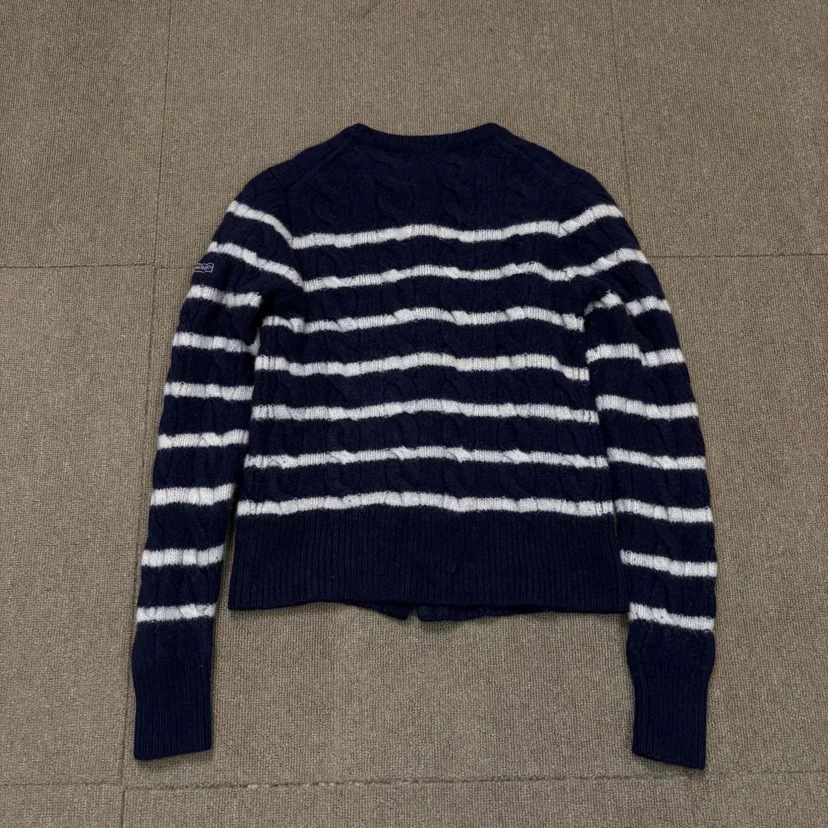  POLO ラルフローレン ポロ ストライプ ケーブル ウール カシミア カーディガン XS 長袖 カーディガン ボレロ アンサンブル