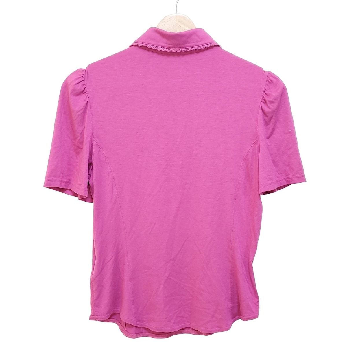 伊太利屋 イタリヤ 半袖ポロシャツ サイズ9 M レディース - ピンク ボタン スタッズ ラインストーン