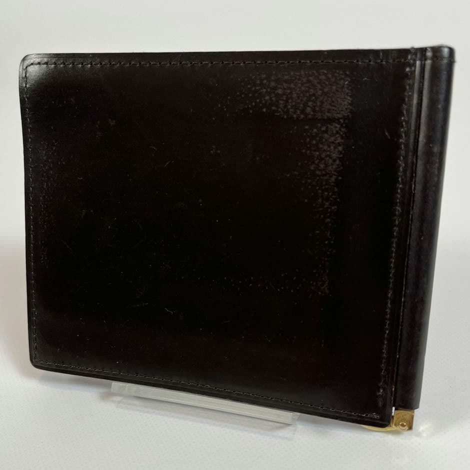 GANZO マネークリップ 二つ折り財布 シンブライドル ブラック 黒