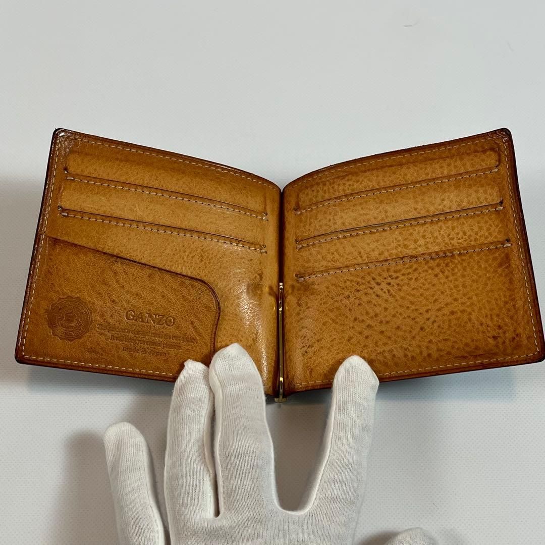 GANZO マネークリップ 二つ折り財布 シンブライドル ブラック 黒