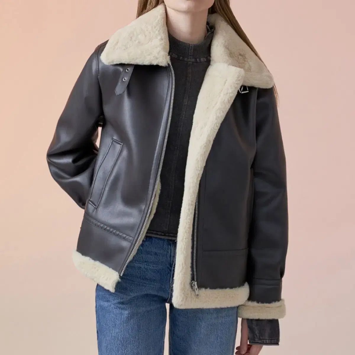 スぺローネ フェイク B 3 オーバーサイズ ムートン ジャケット ウィメンズ ブラウン