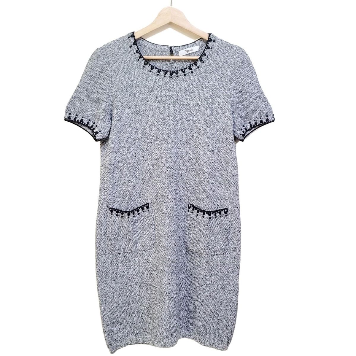 joconde ジョコンダ ワンピース サイズM レディース - ライトグレー×黒 半袖 ひざ丈