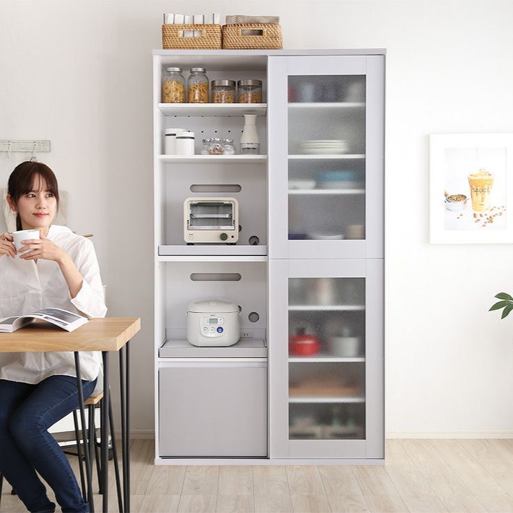 ガラス引戸 大容量 キッチンラック 幅100 cm 食器棚 キッチンボード キッチン収納