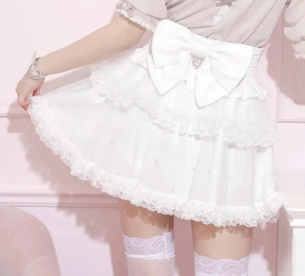 量産型 NOEMIE リーバッグ リボン パール チュール ティアード スカート スカジャン