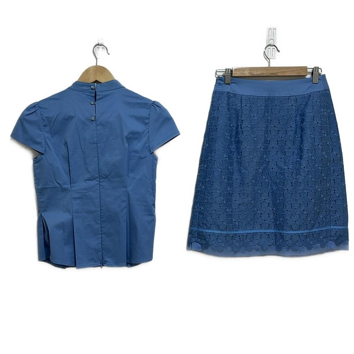 M S GRACY エムズグレイシー スカートセットアップ レディース - ブルー レース