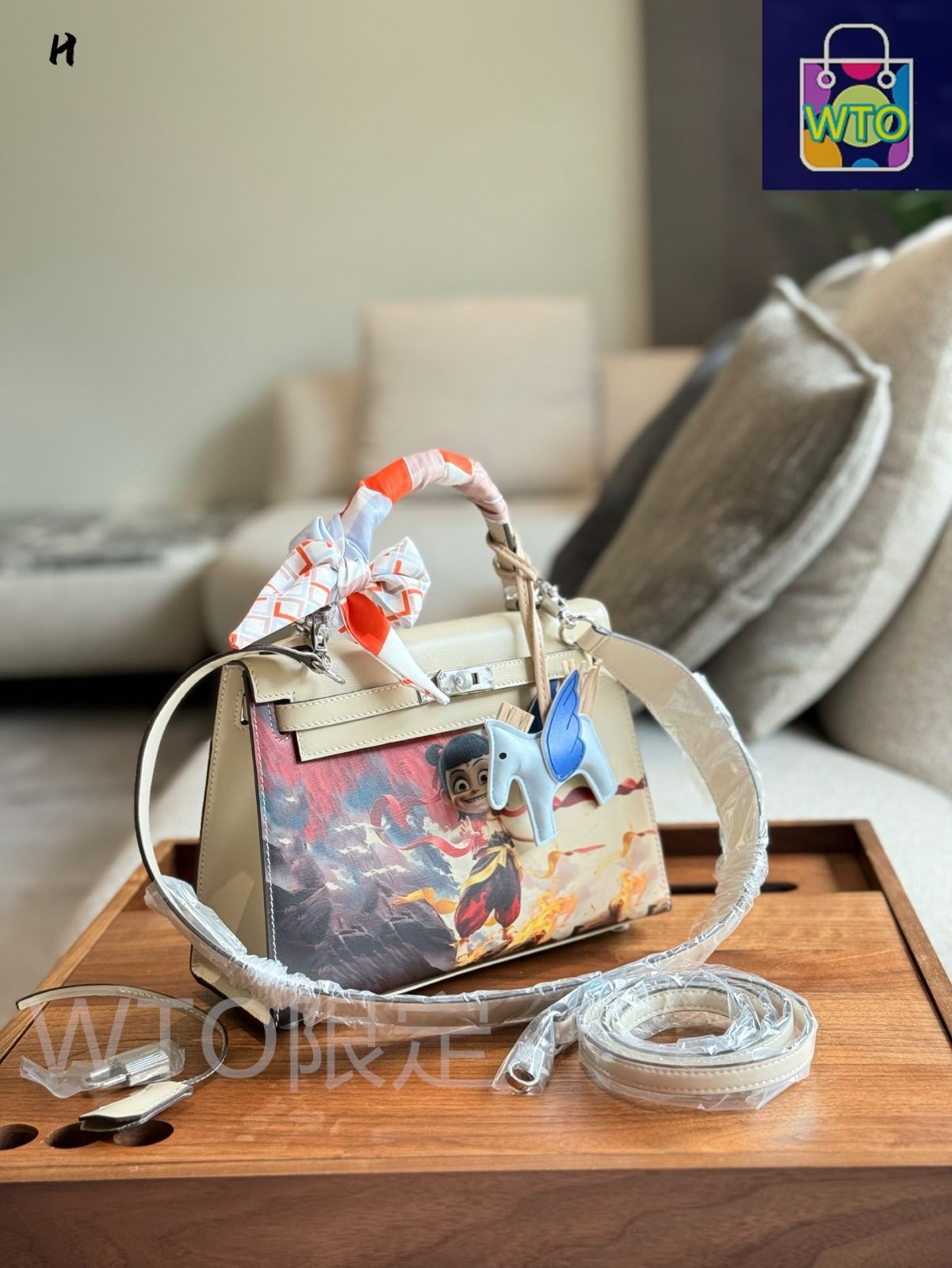 今日特価】Herm?s Kelly Box Leather 25cm NEZHA Co-Branded Graffiti