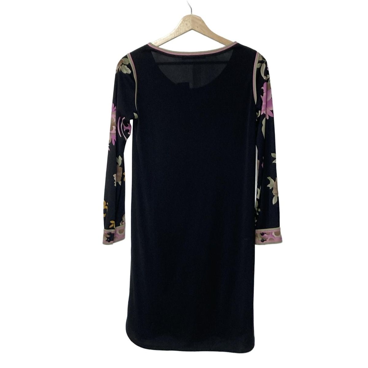 LEONARD レオナール ワンピース サイズ1 S レディース 黒 ピンク マルチ カンカン素材 花柄