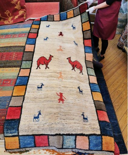 【在庫一掃セール】カシュガイ ギャッベ ウール100% 251×180cm カシュガイ ギャッベ ウール100％手織りラグ 221×101cm ギャッベ 178cm