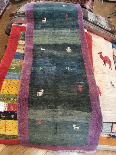 カシュガイ ギャッベ ウール100％手織りラグ 260×91cm