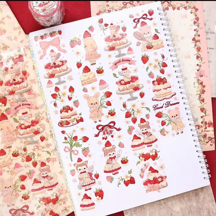 PET 4.8cm×5m 草莓森林的甜蜜梦境 海外マスキングテープ 海外マステ