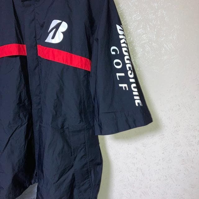 ブリヂストンゴルフ ナイロンジャケット レインウェア 黒 赤 メンズ LL