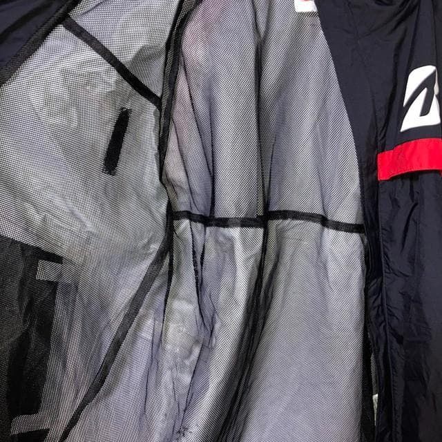 ブリヂストンゴルフ ナイロンジャケット レインウェア 黒 赤 メンズ LL