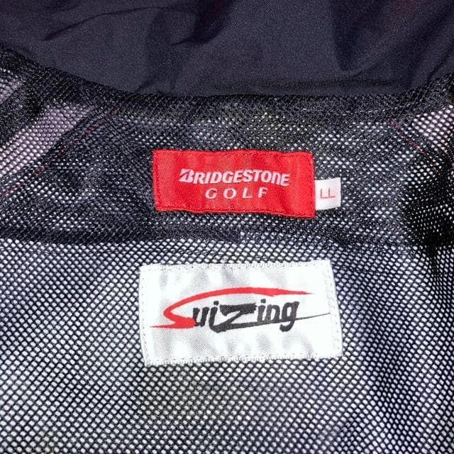 ブリヂストンゴルフ ナイロンジャケット レインウェア 黒 赤 メンズ LL