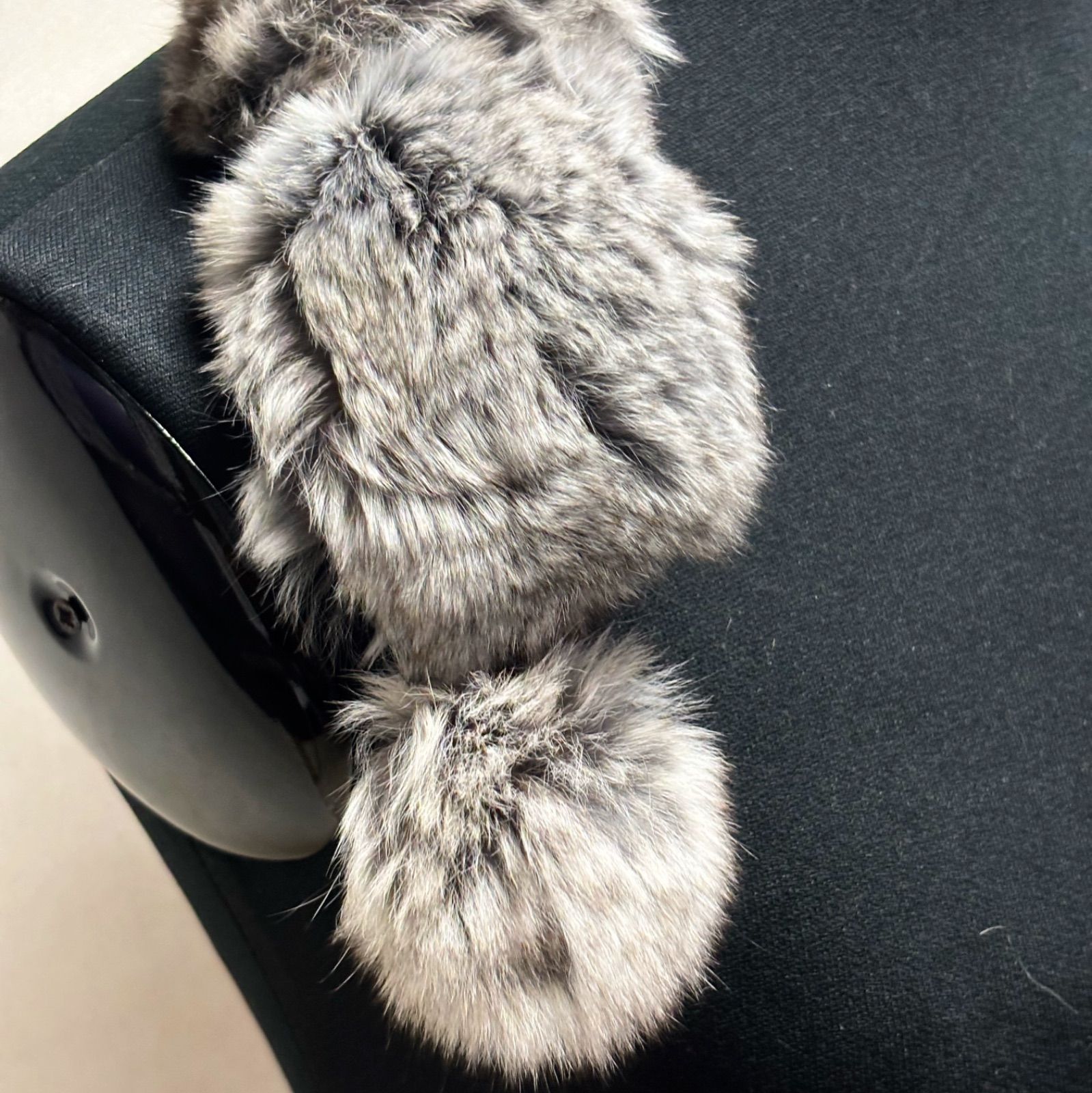 新品】チンチラファーマフラー ボンボン付き ナチュラル リアルファー