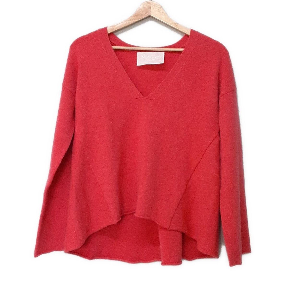 【美品】 MYLAN(マイラン) ニット セーター Vネック カシミヤ混 MYLAN(マイラン) 長袖セーター レディース美品 レッド Vネック