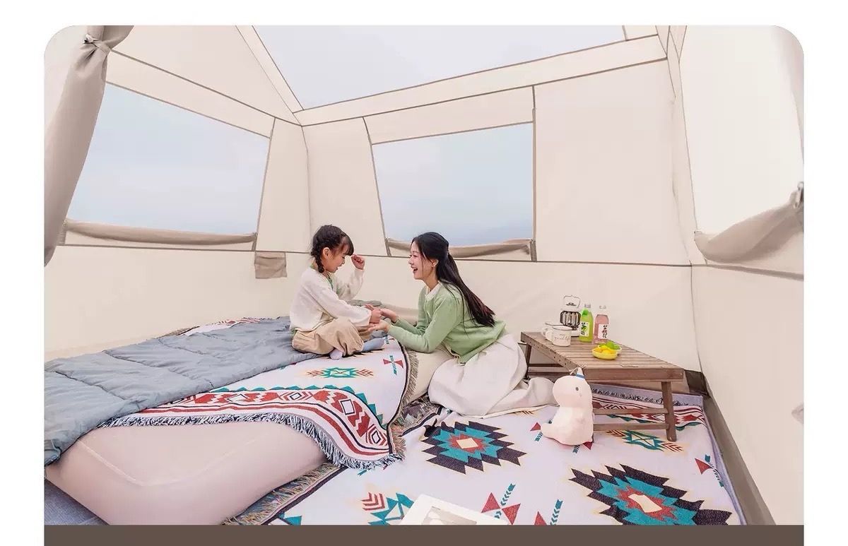  大型 ワンタッチテント 6 8人用 ロッジ型テント 小部屋テント パークテントキャンプテント 一体型 自立式 2つの前室 前室ポール付き 設営簡単 タープ シェード本体 タープ シェード