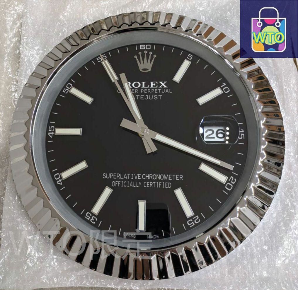 希少　海外販促品 新品 ROLEX デイトジャスト大型掛け時計　シルバー／ブルー 希少 海外販促品 新品 ROLEX デイトジャスト大型掛け時計 シルバー