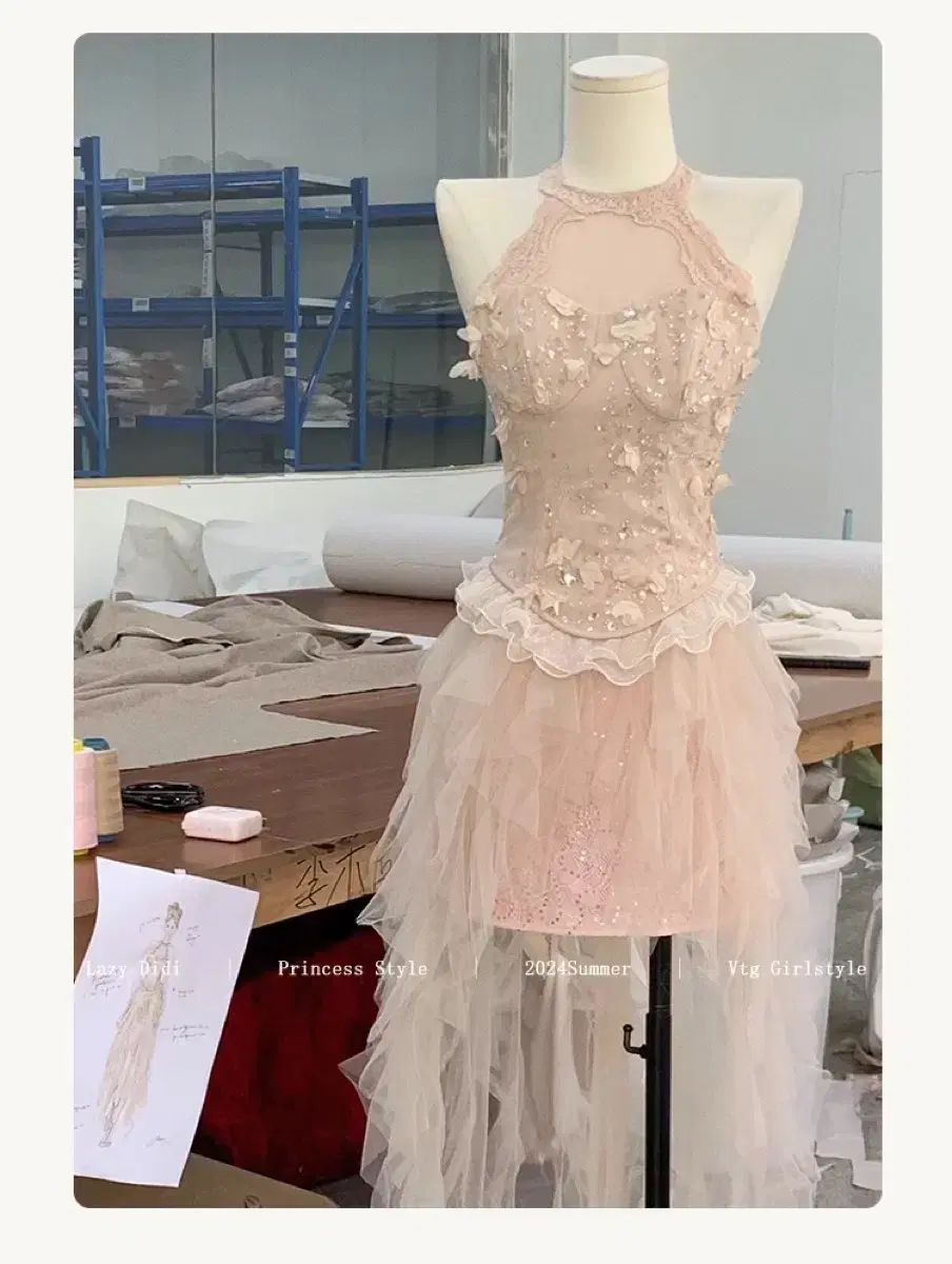  Lady DiDi フロラドレープホルターネックスカート セットアップ M 長袖 七分袖 ミニワンピース