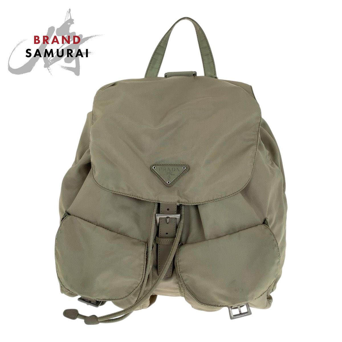 PRADA プラダ テスート 三角ロゴプレート カーキ シルバー金具