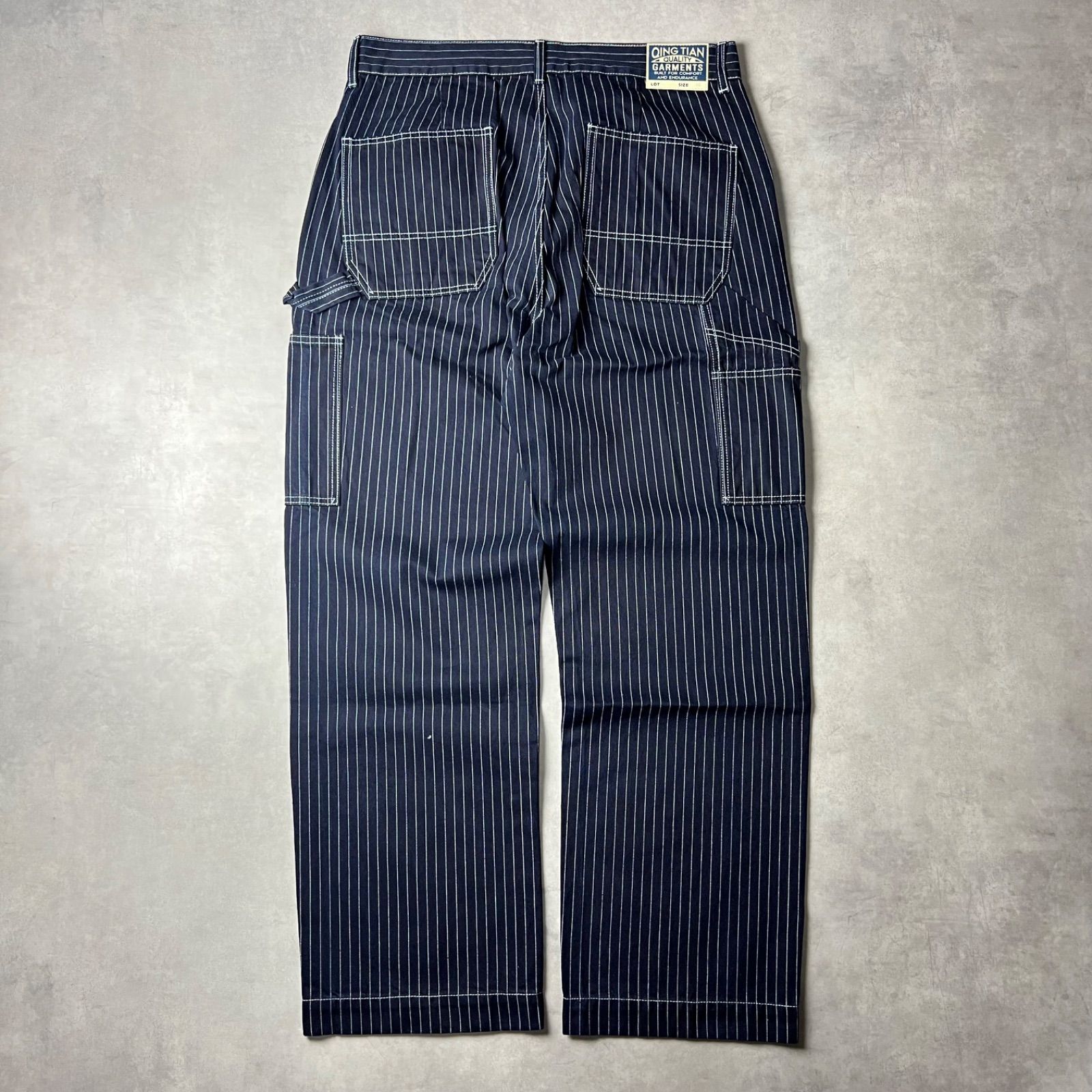 ✅新品未使用　ウォバッシュ　ストライプ　パンツ　ワイド　ヒッコリー　W38 🟥新品未使用🟥 ウォバッシュ ワイド ストレート パンツ ヒッコリー