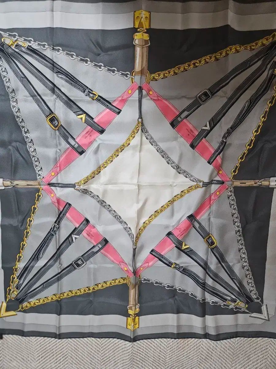 【メルカリ便】ルイヴィトン　シルクスカーフ　リボン　バンダナ 美品】ルイヴィトン リボンスカーフ モノグラム シルク バンドー