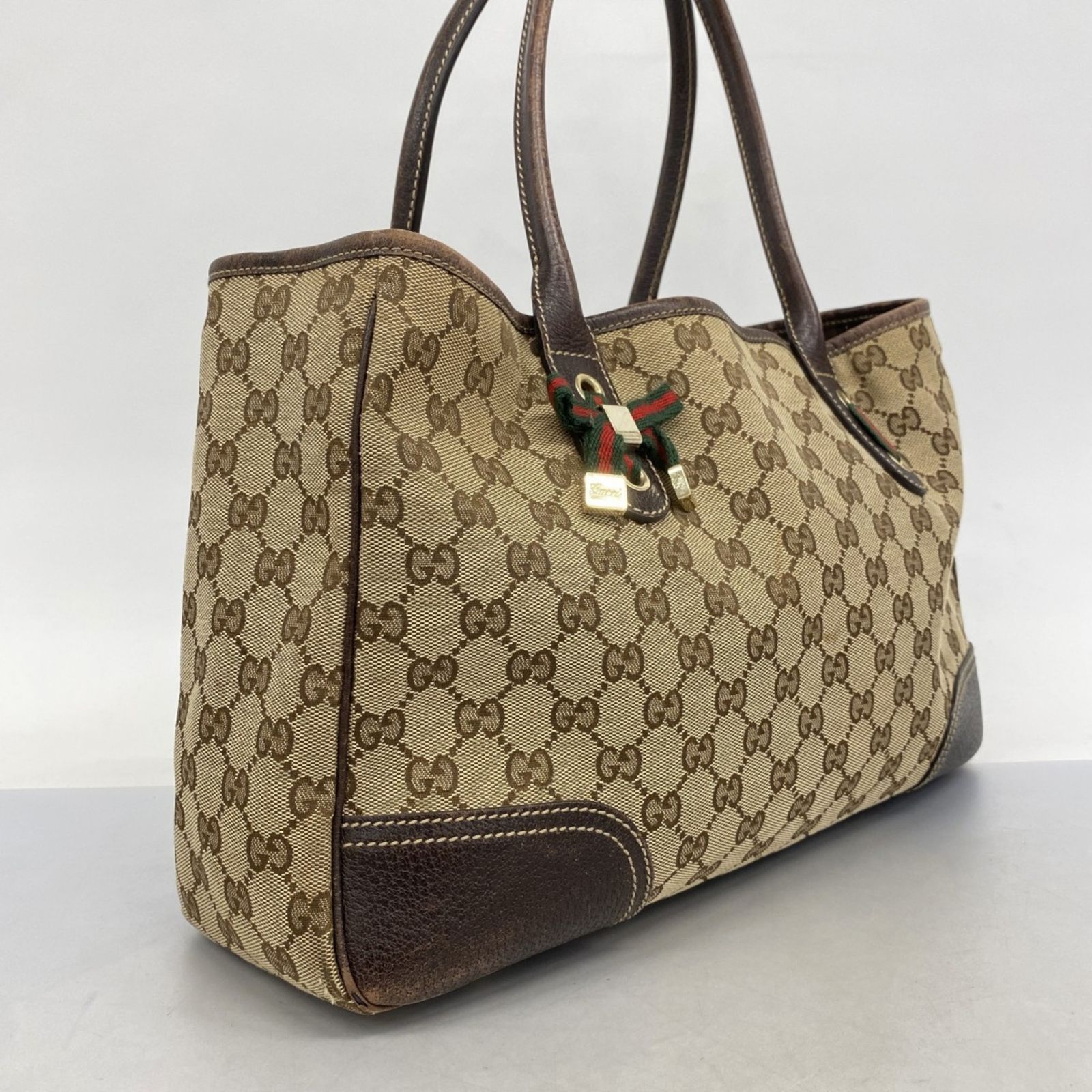グッチ Gucci トートバッグ GGキャンバス プリンシー 163805 キャンバス ブラウン シャンパンレディース