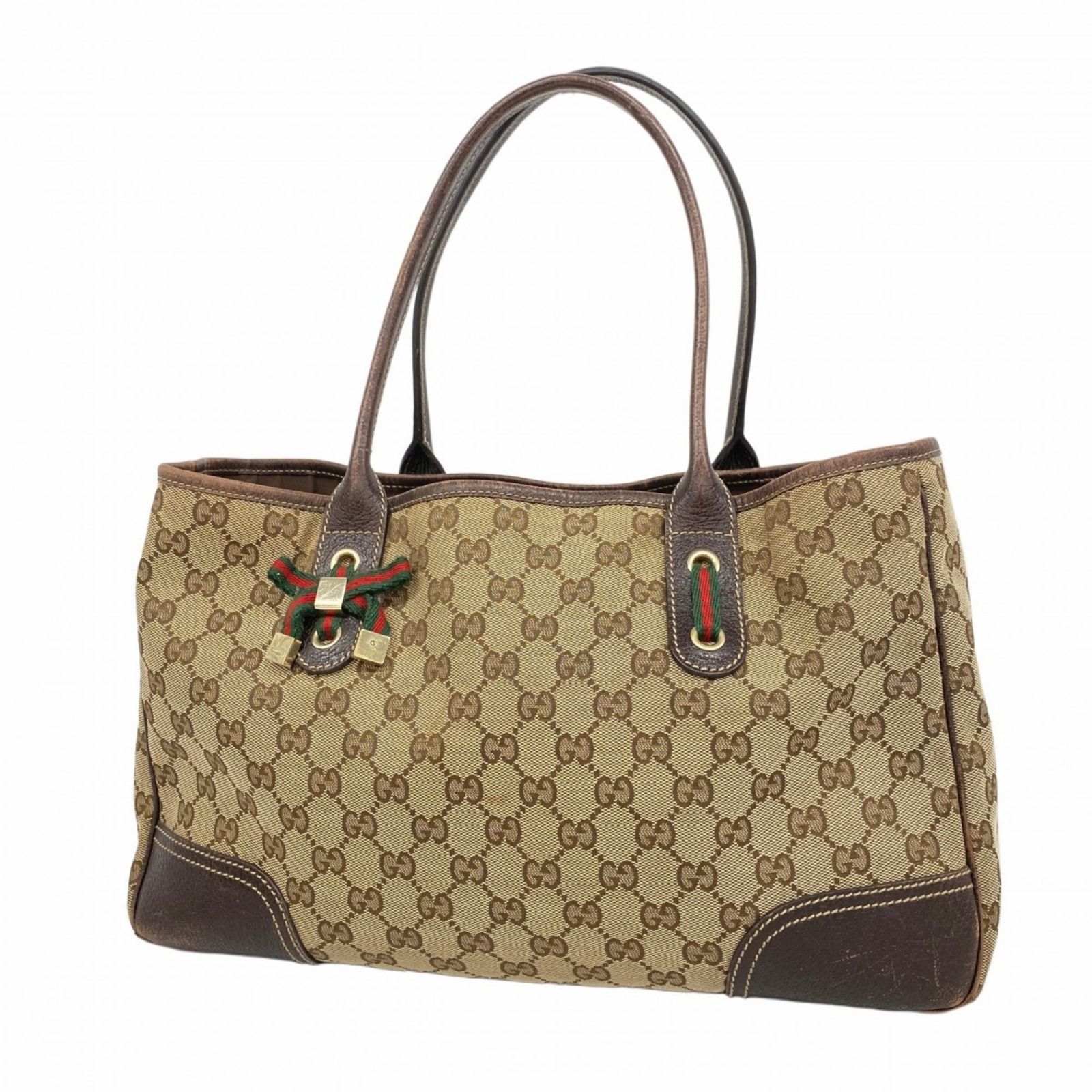 グッチ Gucci トートバッグ GGキャンバス プリンシー 163805 キャンバス ブラウン シャンパンレディース