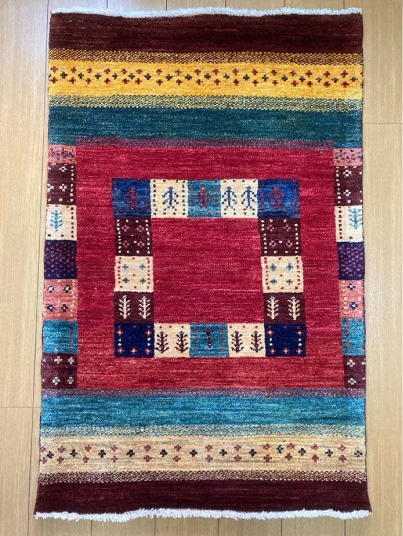 ギャッベ 手織りウールラグ 123 78 cm カシュガイ