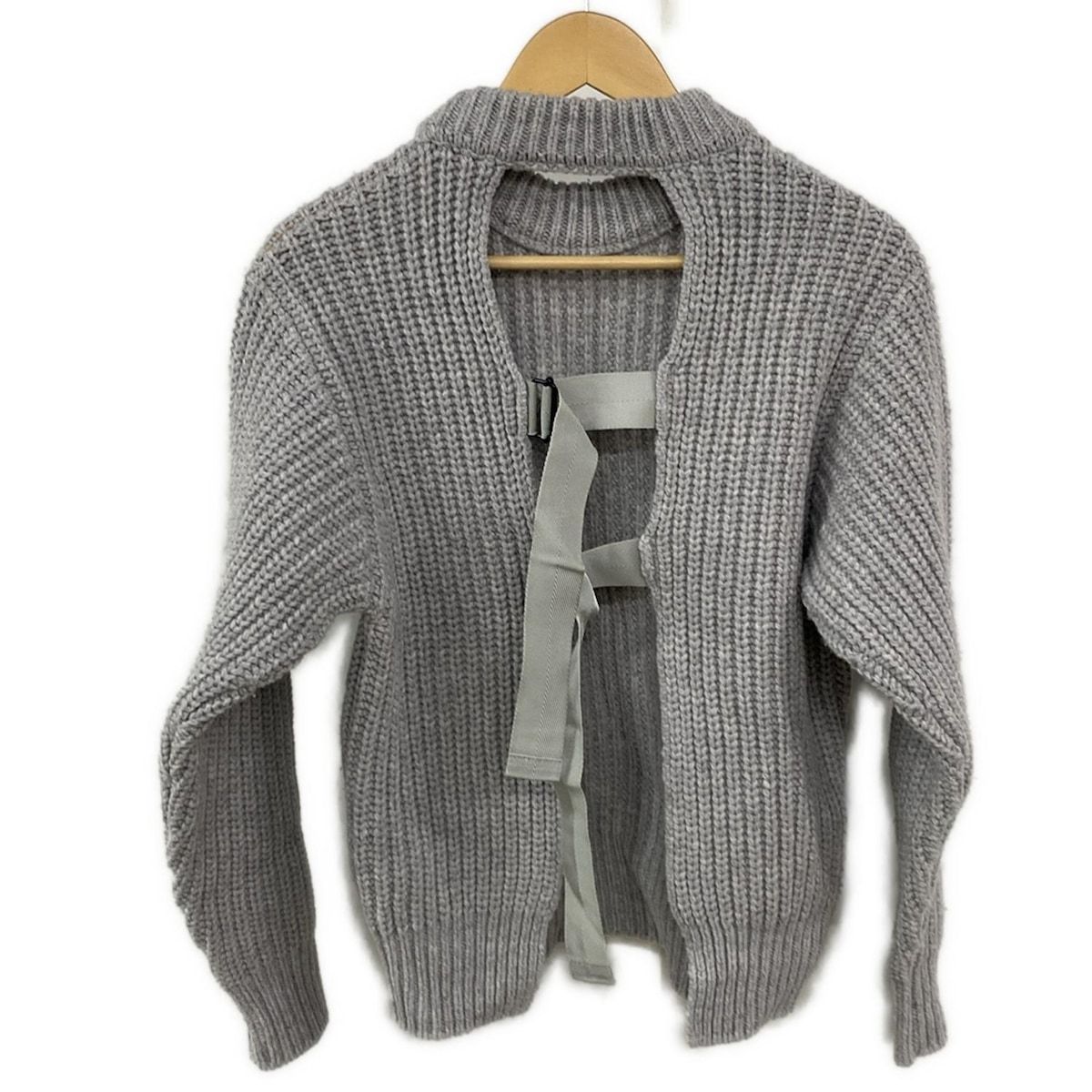 HYKE ハイク 長袖セーター サイズ2 M レディース - ライトグレー クルーネック バックベルト