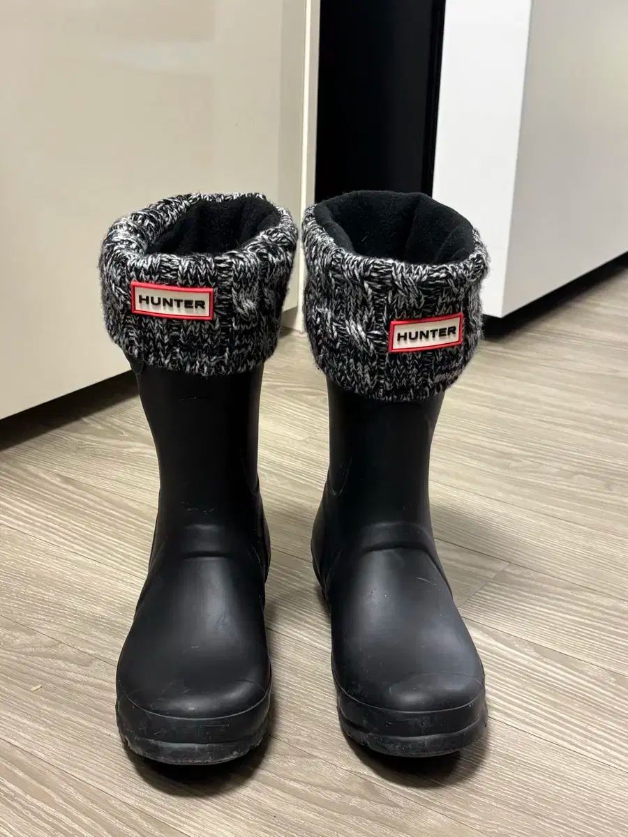 ハンター レインブーツ ブラック ニット カバーソックス 240