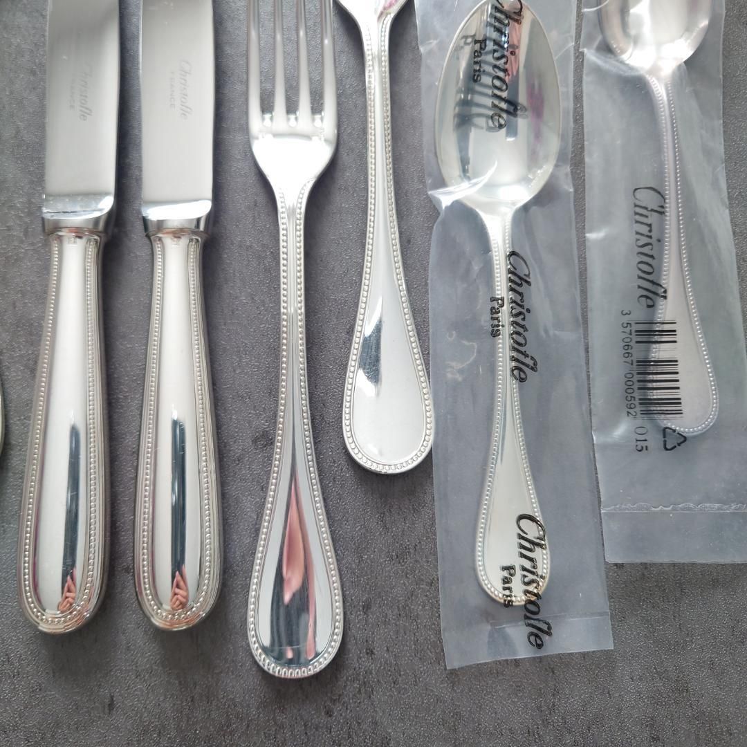 美品 クリストフル パール スタンダードサイズ 12点 クリストフル パール スタンダードサイズ デザートサイズ 未開封含む