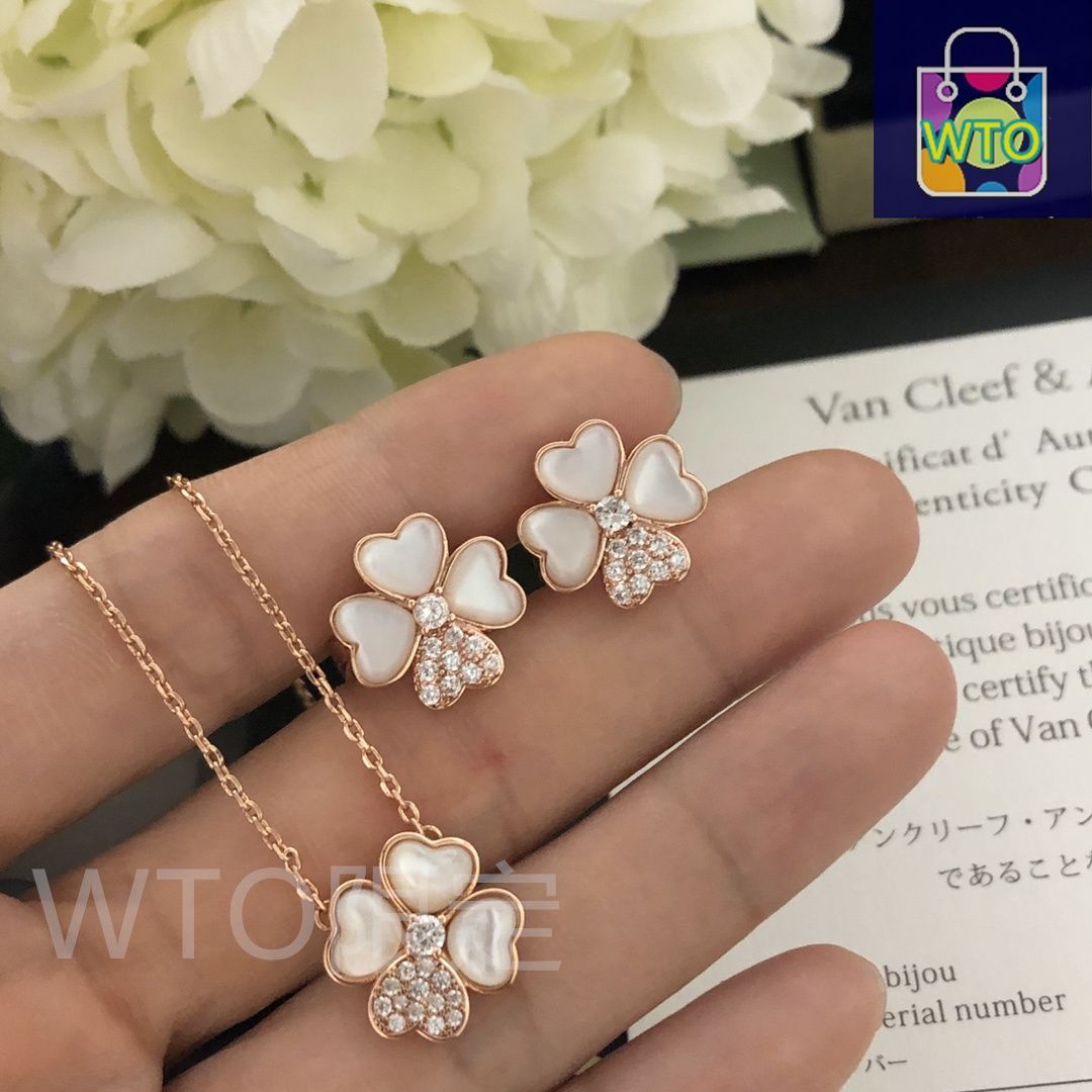 美品Van Cleef & Arpels プラチナ マザーオブパール イヤリング Van Cleef & Arpels VCA ヴァンクリーフアンドアーペル シングル