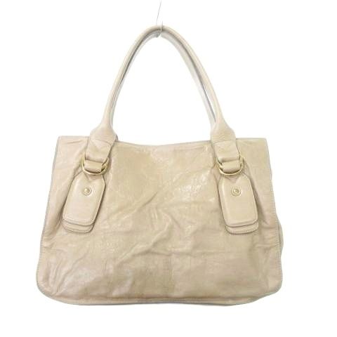 クロエ CHLOE ベイ ハンド トートバッグ レザー 無地 ベージュ ORG 