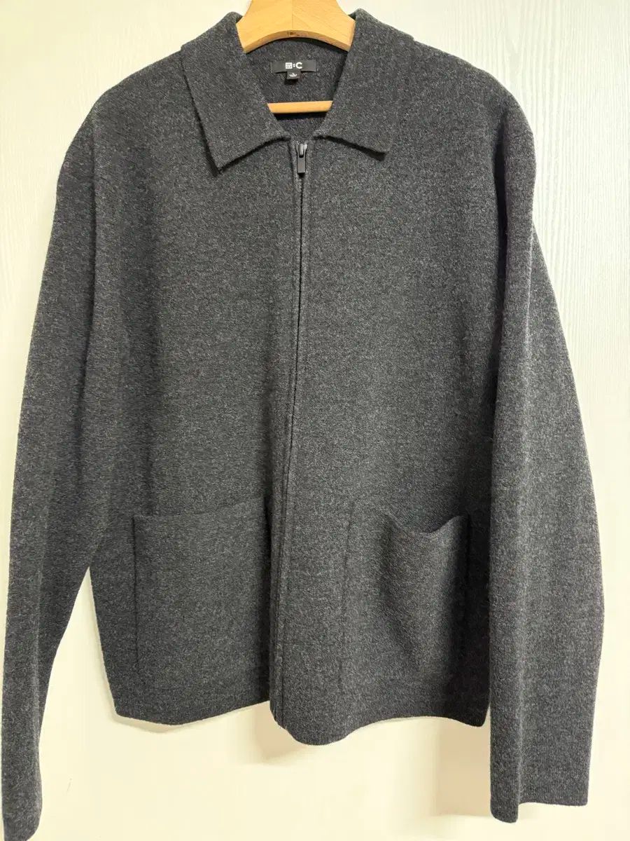 ユニクロ U クルーネック ニット フルジップアップ ジャケット ダークグレー L