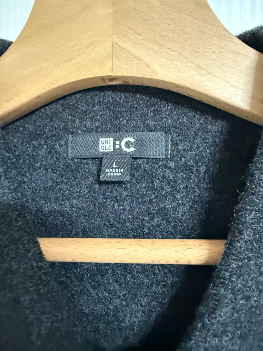 ユニクロ U クルーネック ニット フルジップアップ ジャケット ダークグレー L