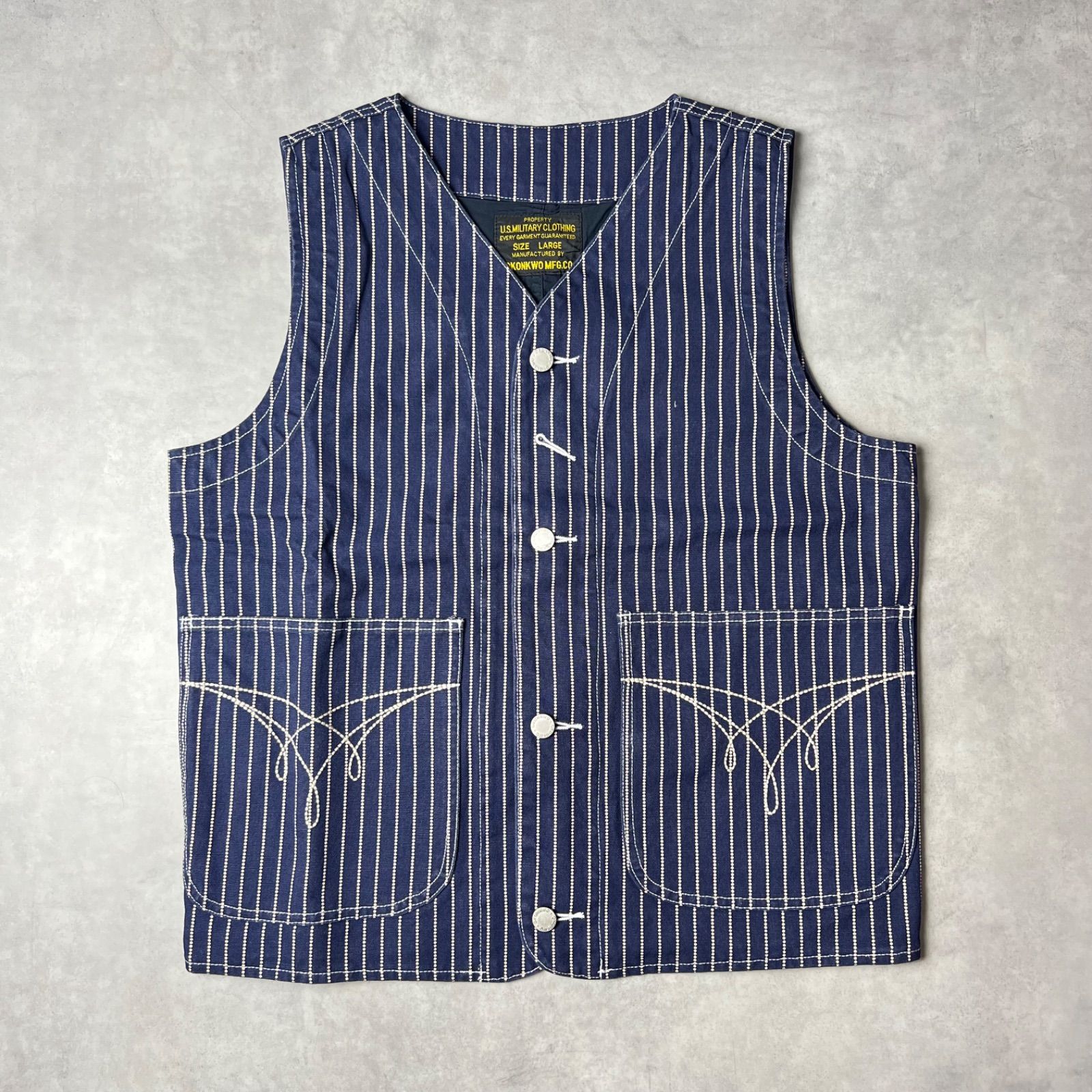 🟥新品未使用🟥 ウォバッシュベスト ジレ ワークベスト ストライプ