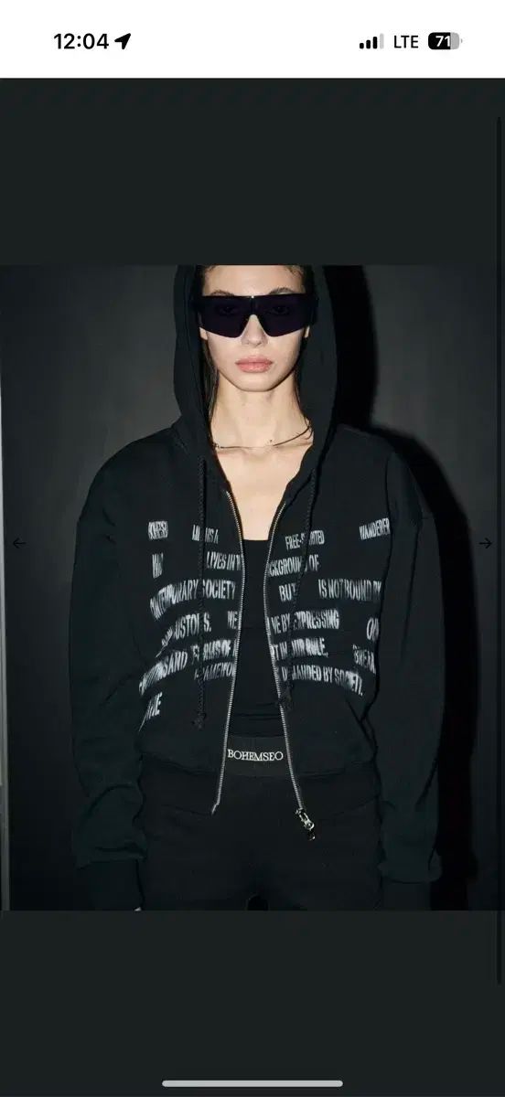 BOHEMSEO ボヘミアンソウル クロップド フードジップアップ SPRAYED LETTERING