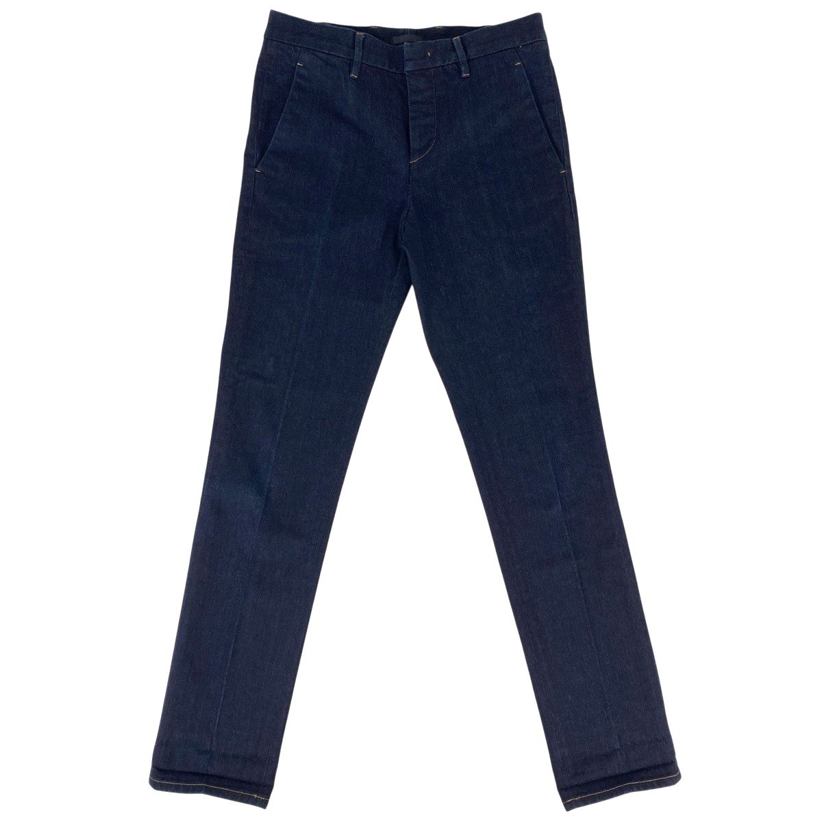 プラダ PRADA ロゴ デニムパンツ タイトフィット ボトムス コットン ポリウレタン インディゴブルー レディース
