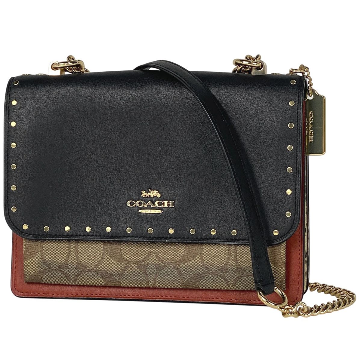 コーチ COACH シグネチャー チェーン ショルダーバッグ スタッズ