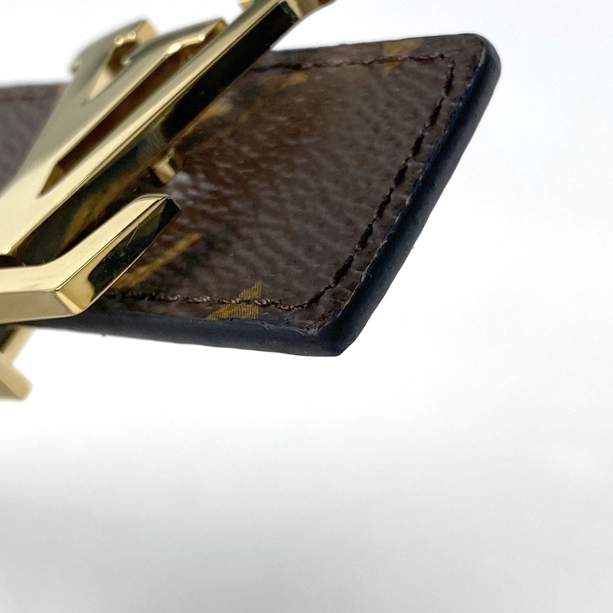 ルイ ヴィトン Louis Vuitton サンチュール LV イニシャル リバーシブル ロゴ ベルト モノグラム ブラウン レディース