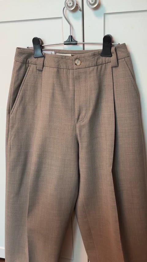  FACADE PATTERN ファサードパターン オーバーサイズ ラウンド ウールパンツ ココアブラウン S スラックス パンツ