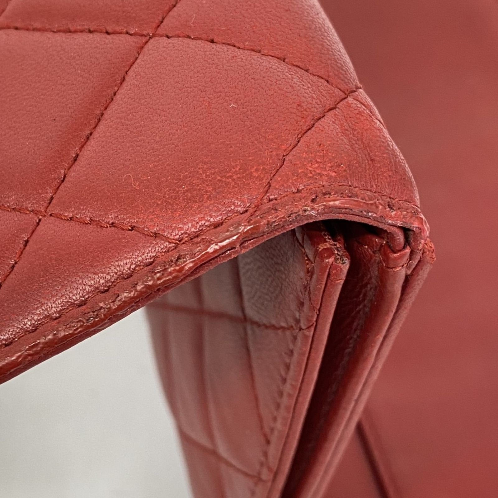 シャネル(Chanel) シャネル 長財布 マトラッセ ラムスキン レッド