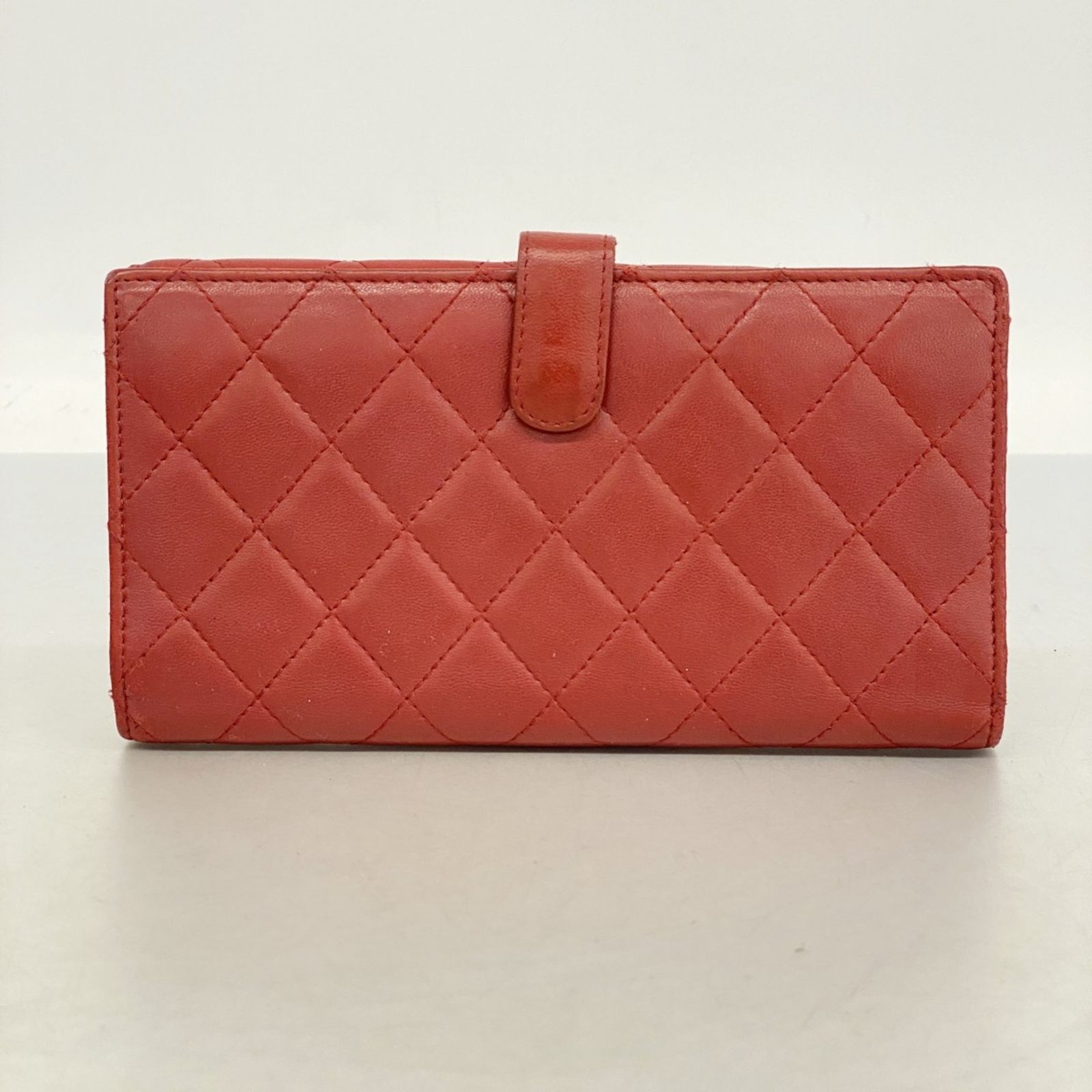 シャネル(Chanel) シャネル 長財布 マトラッセ ラムスキン レッド