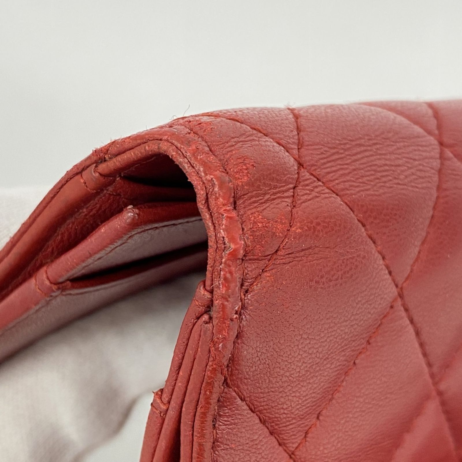 シャネル(Chanel) シャネル 長財布 マトラッセ ラムスキン レッド