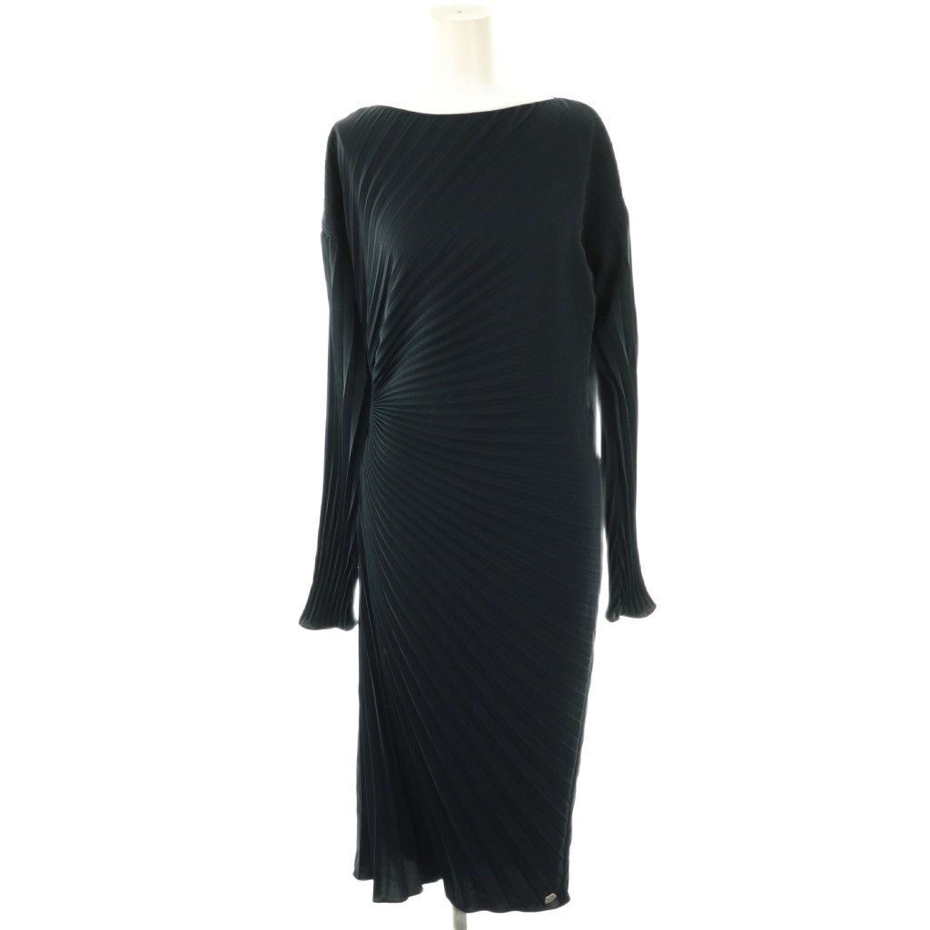 ケンゾー KENZO プリーツワンピース ロング 長袖 変形 36 ネイビー DO GY 53