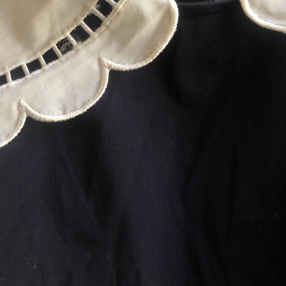 ネイビー×白 スカラップ